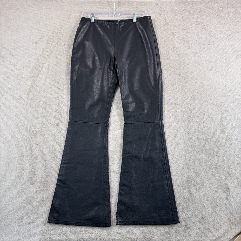 Vintage Polo Jeans Ralph Lauren BootCut Flared Pants in Black Leather Women 6